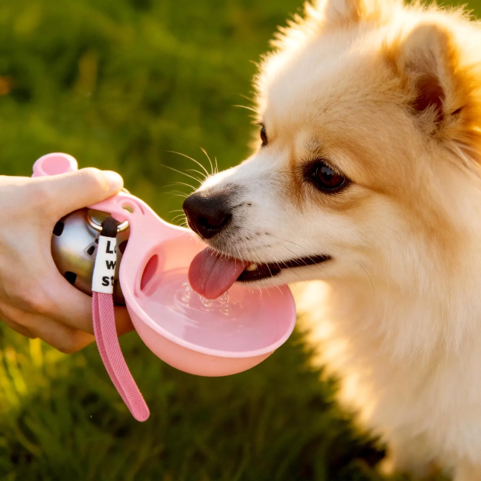 dog drinking from the roam bowl