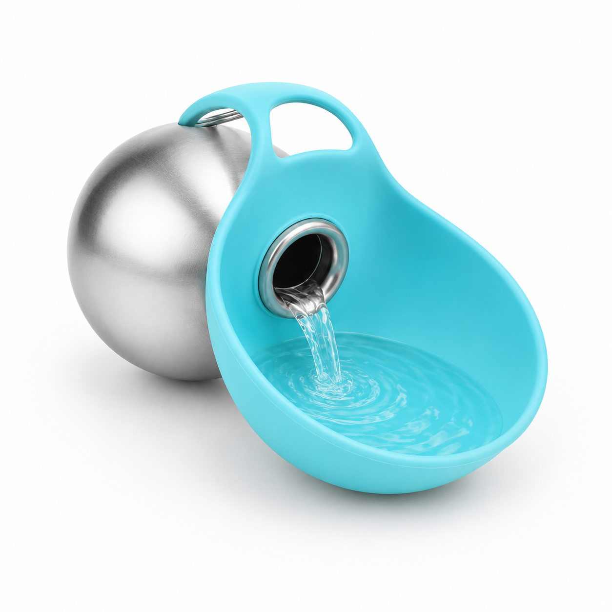 water pouring from the roam bottle into the folded-out bowl